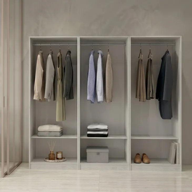 Cabina armadio 240x201h cm con appendiabiti bianco frassinato Dulcinea