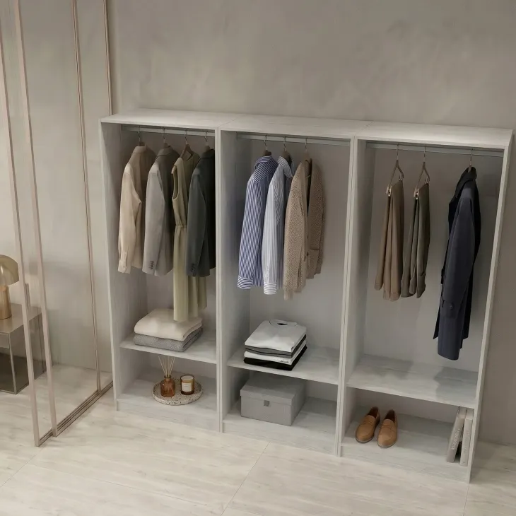 Cabina armadio 240x201h cm con appendiabiti bianco frassinato Dulcinea