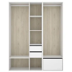 Cabina armadio 158x205h cm con 2 cassetti e scarpiera bianco rovere Vixa