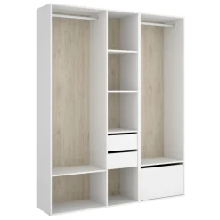 Cabina armadio 158x205h cm con 2 cassetti e scarpiera bianco rovere Vixa