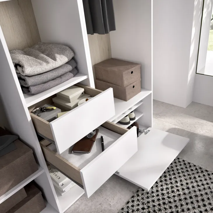 Cabina armadio 158x205h cm con 2 cassetti e scarpiera bianco rovere Vixa