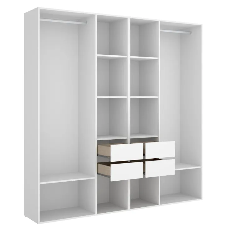 Cabina armadio 196x205h cm con 4 cassetti bianco rovere Vixa