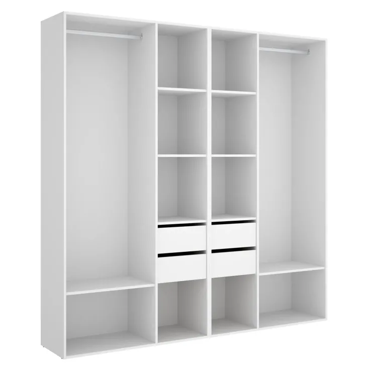 Cabina armadio 196x205h cm con 4 cassetti bianco rovere Vixa