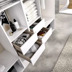 Cabina armadio 196x205h cm con 4 cassetti bianco rovere Vixa