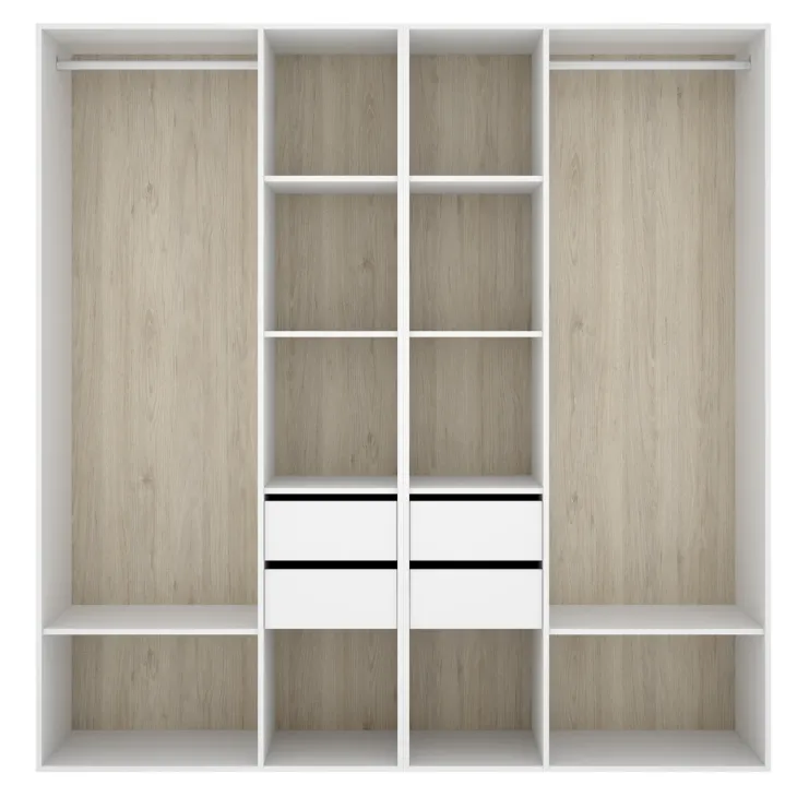 Cabina armadio 196x205h cm con 4 cassetti bianco rovere Vixa