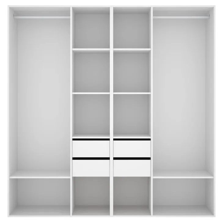 Cabina armadio 196x205h cm con 4 cassetti bianco rovere Vixa