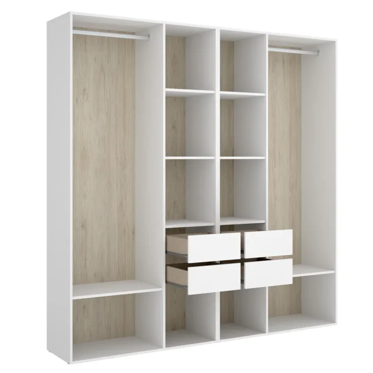 Cabina armadio 196x205h cm con 4 cassetti bianco rovere Vixa
