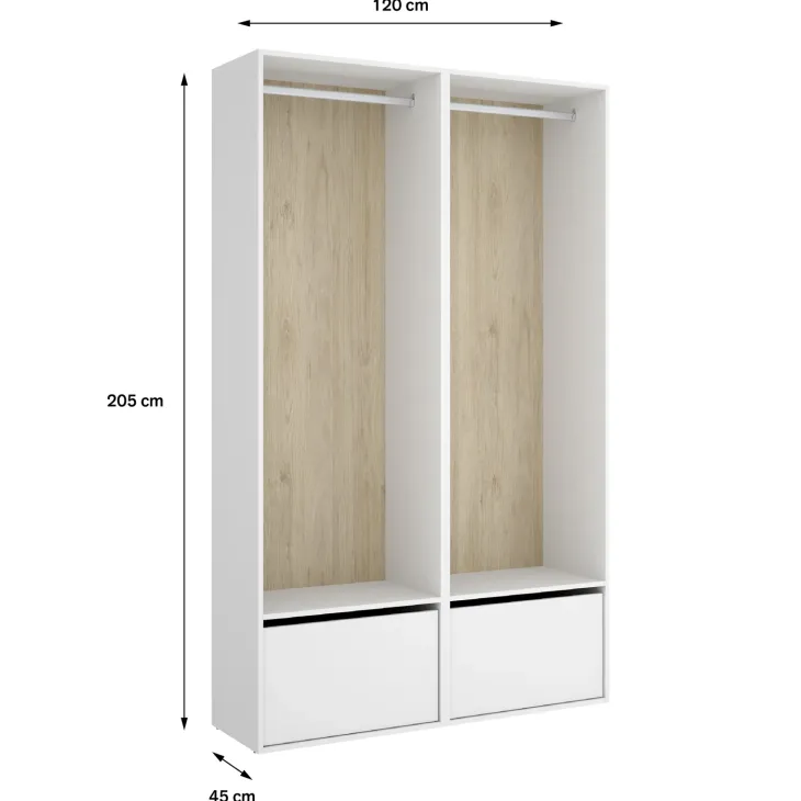 Cabina armadio 120x205h cm con scarpiera bianco rovere Vixa