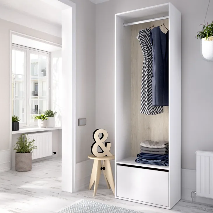 Cabina armadio 60x205h cm con scarpiera bianco rovere Vixa