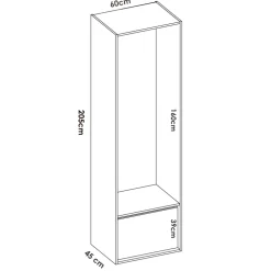 Cabina armadio 60x205h cm con scarpiera bianco rovere Vixa