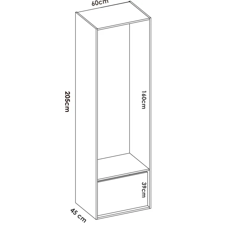 Cabina armadio 60x205h cm con scarpiera bianco rovere Vixa
