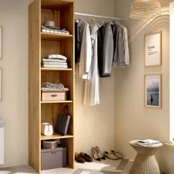 Cabina armadio 138x185h cm 4 ripiani con appendiabiti rovere noce Fernando