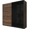 Camera completa con letto matrimoniale 160x200cm rovere scuro nero lucido Cortina Gihome®