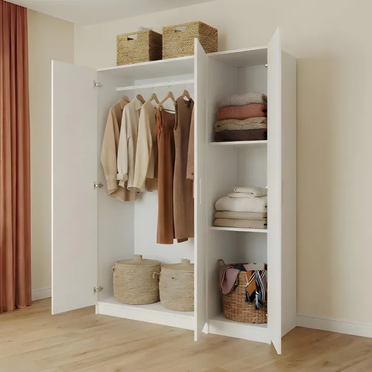 Camera da letto completa matrimoniale bianco con armadio e comodino Verona