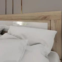 Camera da letto completa matrimoniale bianco lucido rovere sonoma Monaco
