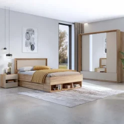 Camera da letto completa matrimoniale rovere tortora Lise
