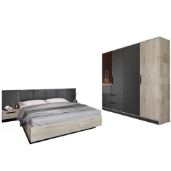 Camera da letto matrimoniale completa rovere antracite opaco Urbino