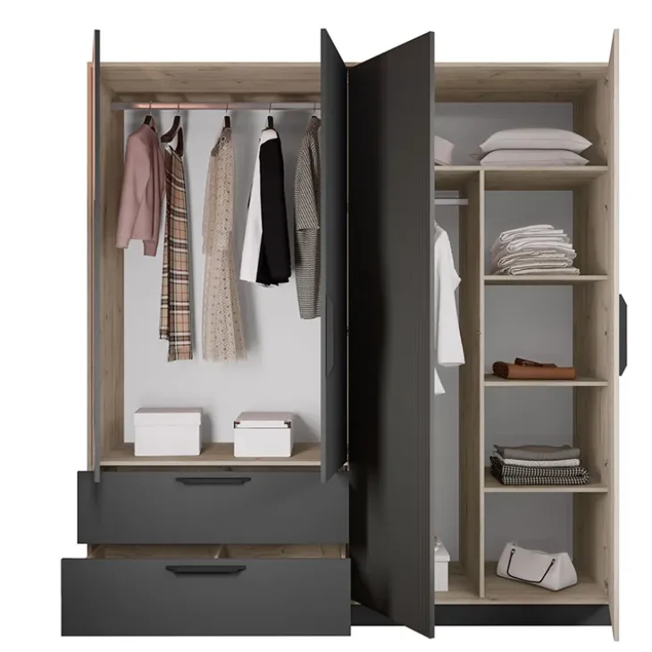 Camera da letto matrimoniale completa rovere antracite opaco Urbino