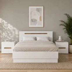 Camera da letto matrimoniale completa bianco lucido noce Biancastagno