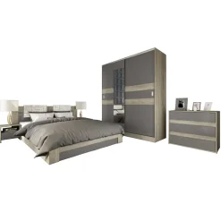 Camera da letto moderna completa matrimoniale rovere grigio Altea