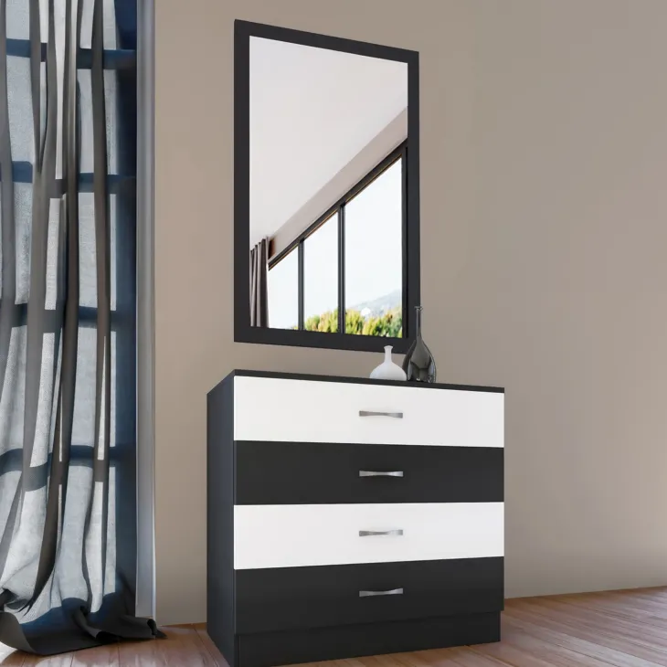 Camera da letto moderna completa matrimoniale nero bianco lucido Dallas