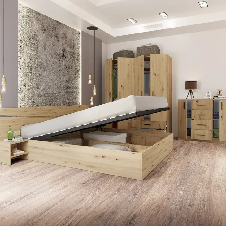 Camera da letto moderna completa matrimoniale rovere rustico Camilla 2