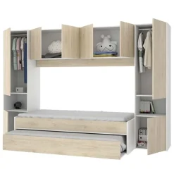 Cameretta bambini completa a ponte 2 letti rovere bianco Clinton