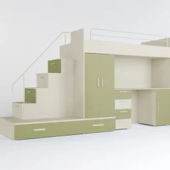 Cameretta bambini completa 2 letti singoli cashmere verde Diego Gihome®