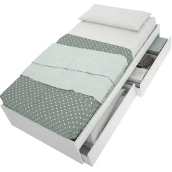 Cameretta bambini completa letto con cassettoni comodino e cabina armadio bianco rovere Bellix