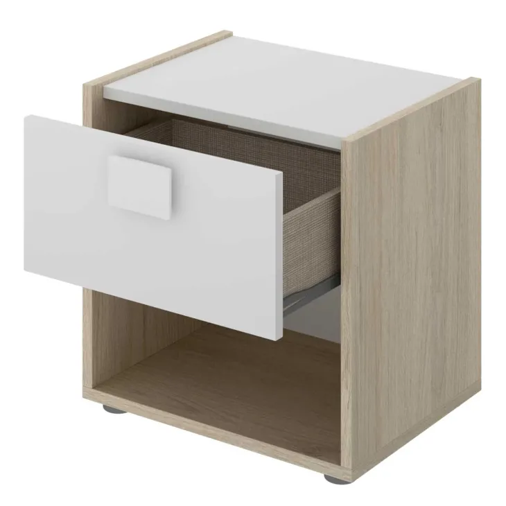 Cameretta bambini completa letto con cassettoni comodino e cabina armadio bianco rovere Bellix