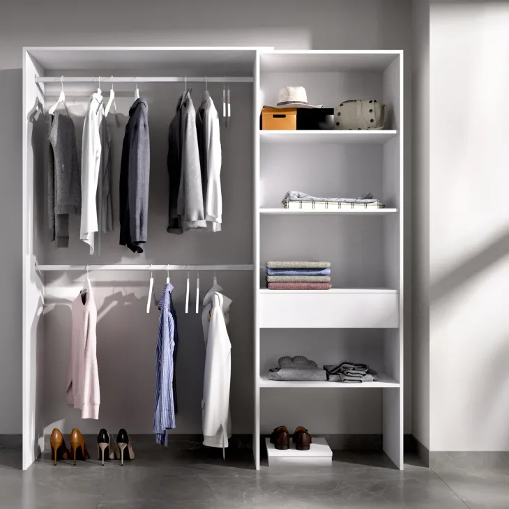 Cameretta bambini completa letto con cassettoni comodino e cabina armadio bianco rovere Bellix