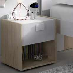 Cameretta bambini completa letto con cassettoni comodino e cabina armadio bianco rovere Bellix