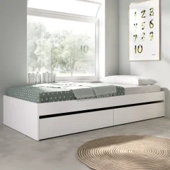 Cameretta bambini completa letto con cassettoni comodino e cabina armadio bianco rovere Bellix