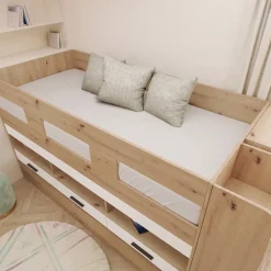 Cameretta bambini completa 2 letti singoli rovere bianco lucido Cindy