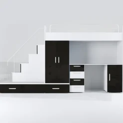 Cameretta bambini completa 2 letti singoli bianco nero Diego Gihome®