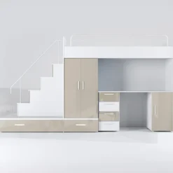Cameretta bambini completa 2 letti singoli bianco beige lucido Diego Gihome®