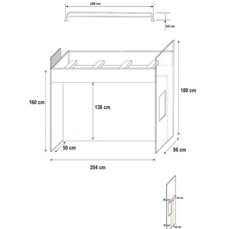 Cameretta bambini completa 324x86cm 2 letti singoli bianco Diego Gihome®