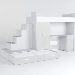 Cameretta bambini completa 324x86cm 2 letti singoli bianco Diego Gihome®