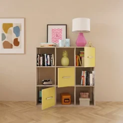 Cameretta completa letto singolo con letto estraibile e cassetti bianco frassinato giallo Bra