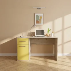 Cameretta completa letto singolo con letto estraibile e cassetti bianco frassinato giallo Bra