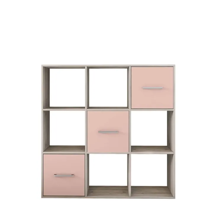 Cameretta completa letto singolo con letto estraibile e cassetti bianco frassinato rosa Bra