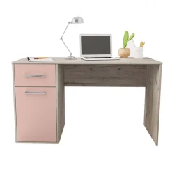 Cameretta completa letto singolo con letto estraibile e cassetti bianco frassinato rosa Bra