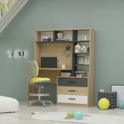 Cameretta completa per bambini rovere antracite bianco Chiaretto
