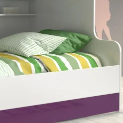 Cameretta con soppalco 2 letti singoli bianca viola Enrico Gihome®