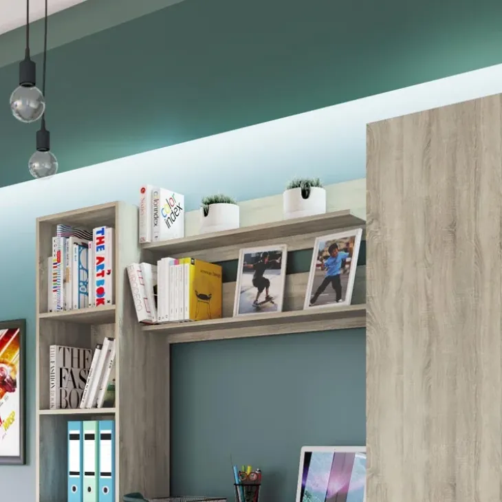 Cameretta per bambini completa con letto 120x190 cm rovere blu petrolio Alex Gihome®