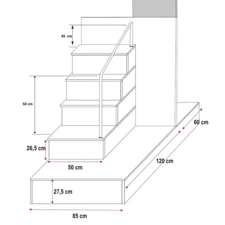 Cameretta 324x86cm completa 2 letti singoli bianco grigio Diego Gihome®
