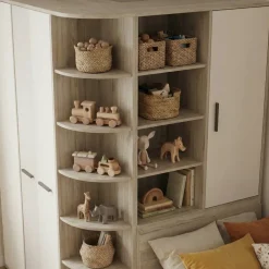 Cameretta 352x124cm con cabina armadio rovere beige champagne Fabio Gihome®
