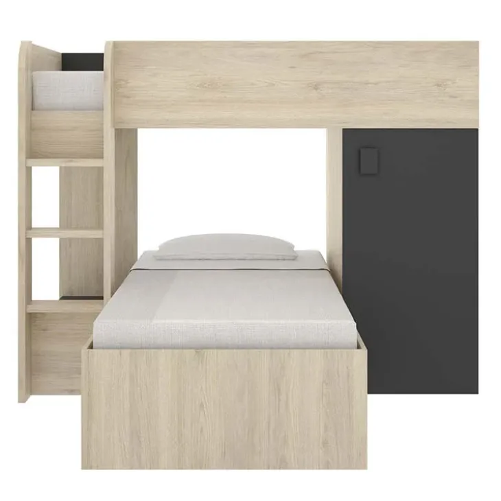 Cameretta 255x109cm 2 letti a soppalco reversibile rovere grafite Sole