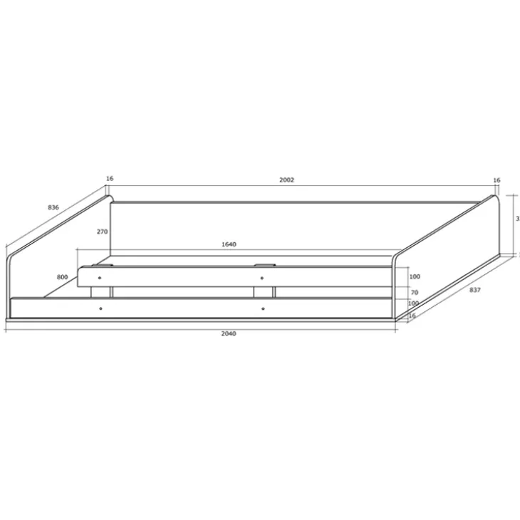 Cameretta 204x120cm 1 letto singolo completa destra bambini bianco pino grafite Dollie Gihome®