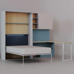 Cameretta 253x208h cm con letto a scomparsa e scrivania cashmere azzurro Colorful